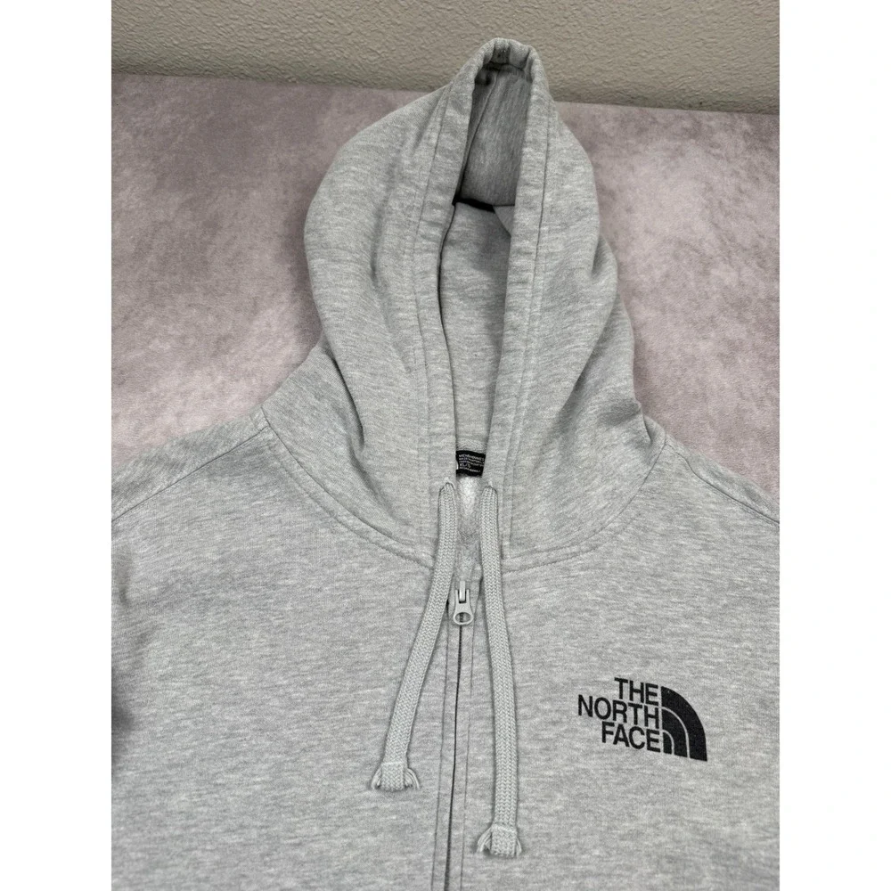 The North Face Mens XL Gray Full Zip Graphic Sleeve Logo Hoodie Sweatshirt Layer